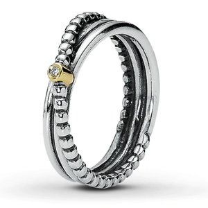 PANDORA Diamond & 14K Gold/Sterling Silver Ring